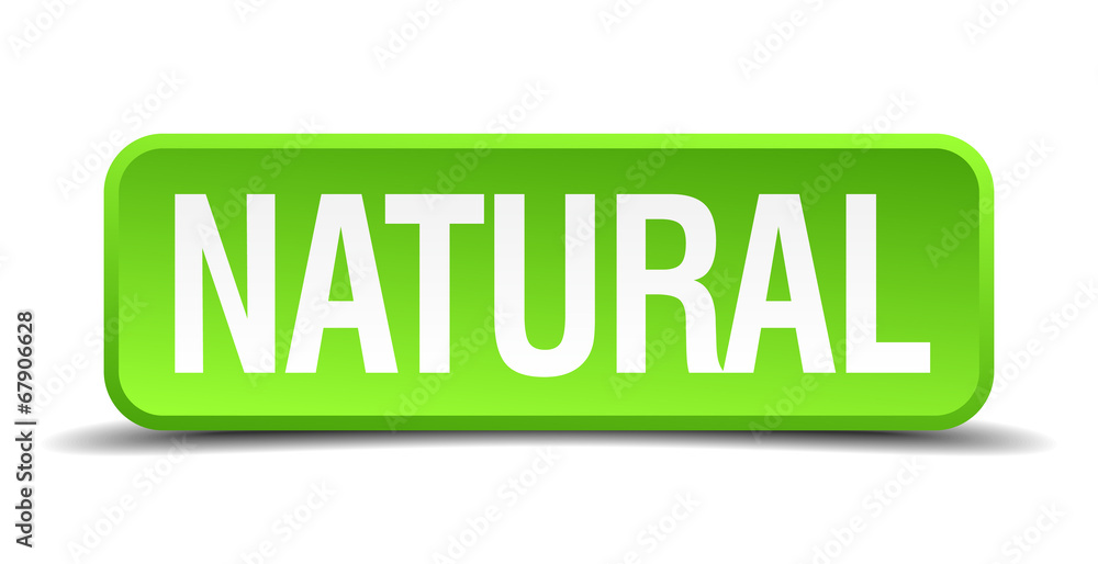 Natural green 3d realistic square isolated button Natural green 3d realistic square isolated button