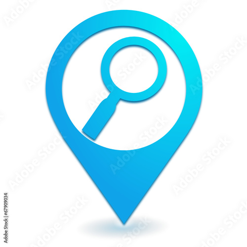 loupe sur symbole localisation bleu