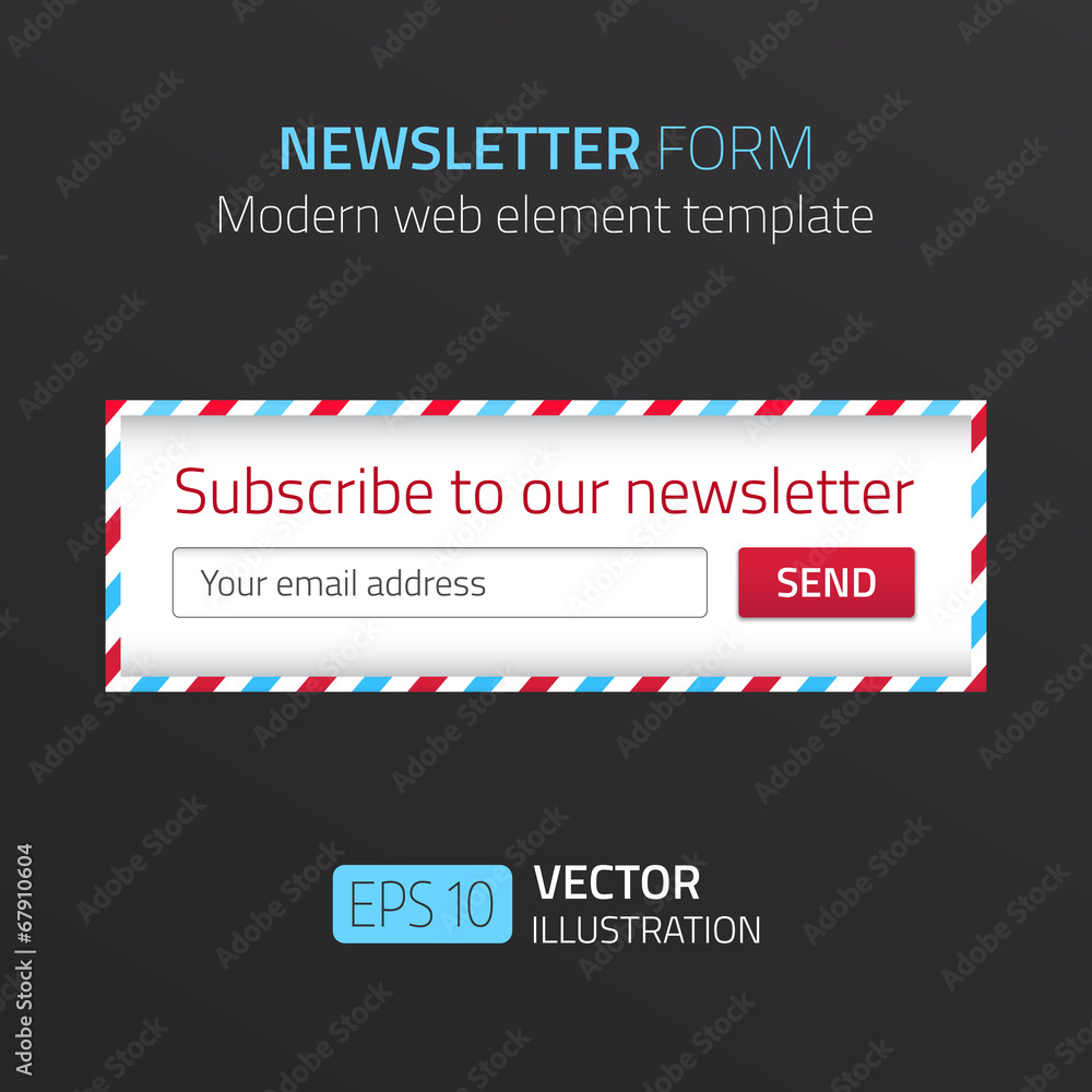 Modern newsletter form template with design of airmail Stock Vector ...