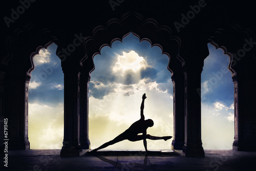 Yoga in old temple photo