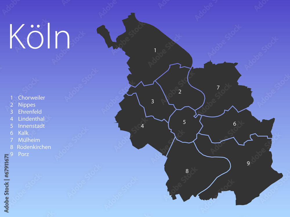 Landkarte Köln Stock Vector | Adobe Stock