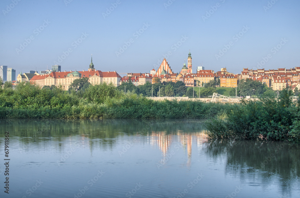 Fototapeta premium Warsaw Old Town view over Vistula River