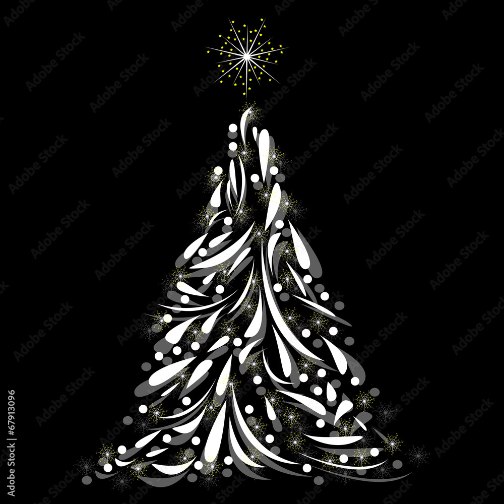 Christmas tree on black background