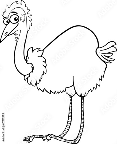 emu ostrich cartoon coloring page