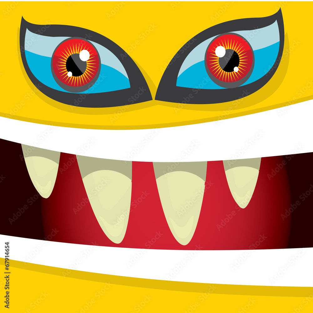 Fototapeta premium Vector Cartoon orange monster face