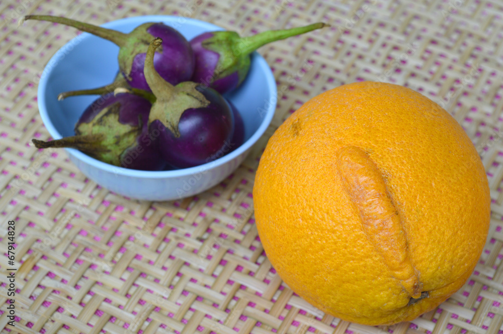 violet eggplant and orange