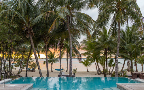 swimming pool on tropical beach