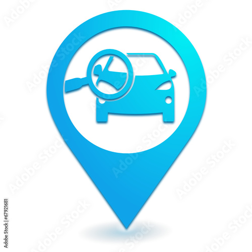 contrôle technique sur symbole localisation bleu