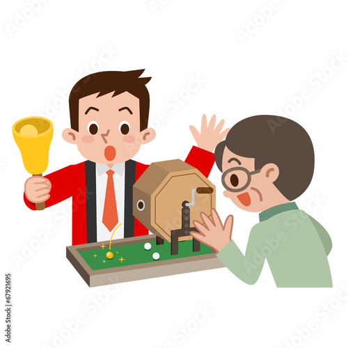 抽選会で当りが出た男性