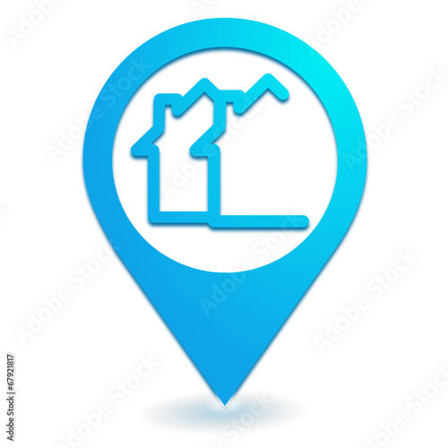 lotissement immobilier sur symbole localisation bleu