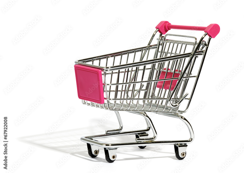 Empty shopping cart on white Empty shopping cart on white