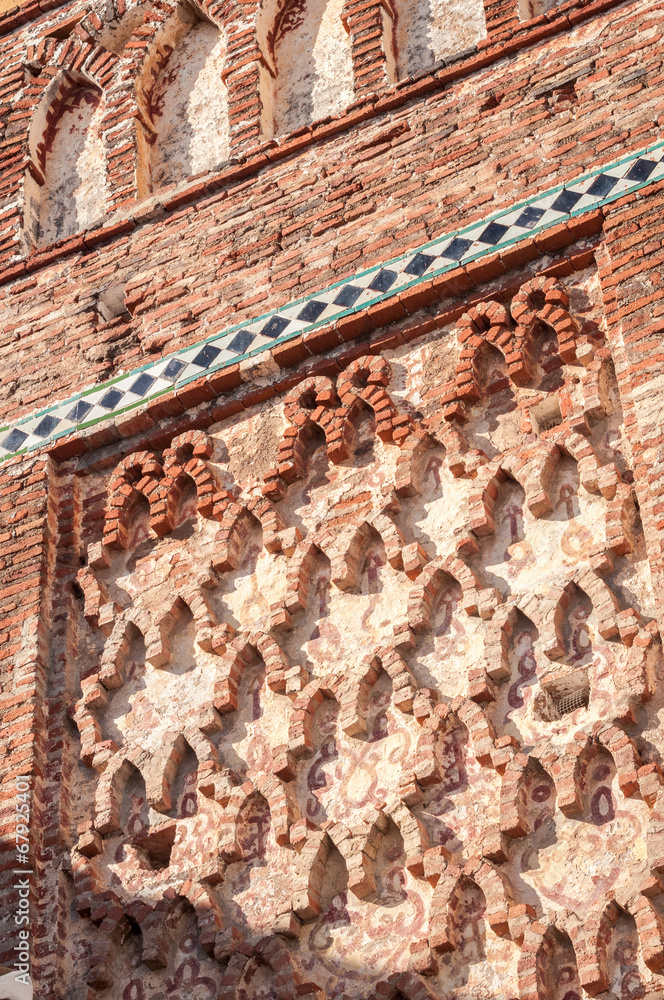Obraz premium Detail of the brickwork mudejar style on the bell tower