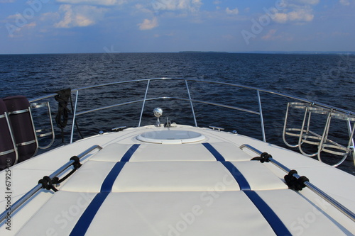 View over the water from bow of a boat