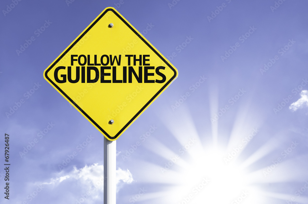 Follow the Guidelines road sign with sun background Follow the Guidelines road sign with sun background