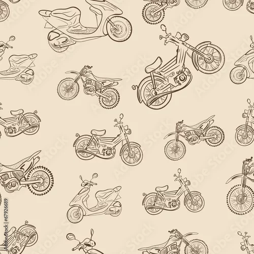 Tapety Bezszwowa tekstura rocznik z motorowerami