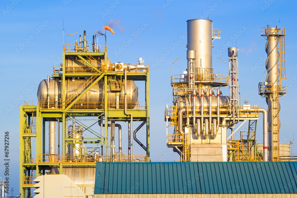 Deaerator heat exchanger or boiler feedwater for thermal power plant. Industrial tank and feed