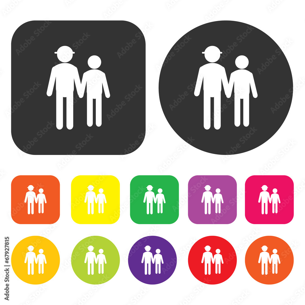 Family icon. People symbol. Round and rectangle colourful 12 but Family icon. People symbol. Round and rectangle colourful 12 but