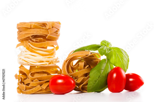 pasta composition isolated on white