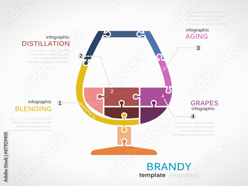 Brandy concept infographic template with glass