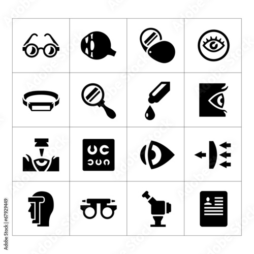 Set icons of ophthalmology and optometry