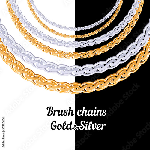 Set of chains metal brushes - gold and silver.