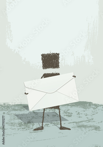 Illustration of a person standing, holding a large envelope