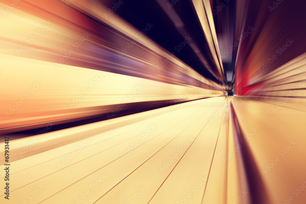 custom made wallpaper toronto digitalTrain in motion blur in subway station.