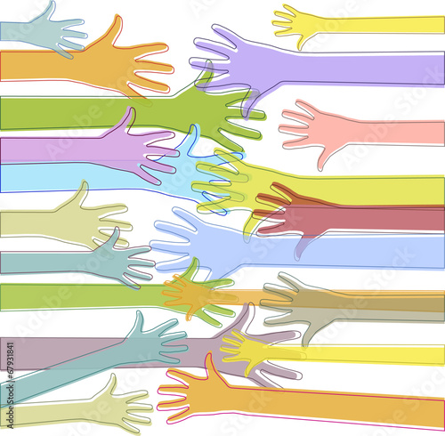 Colorful hands reach out