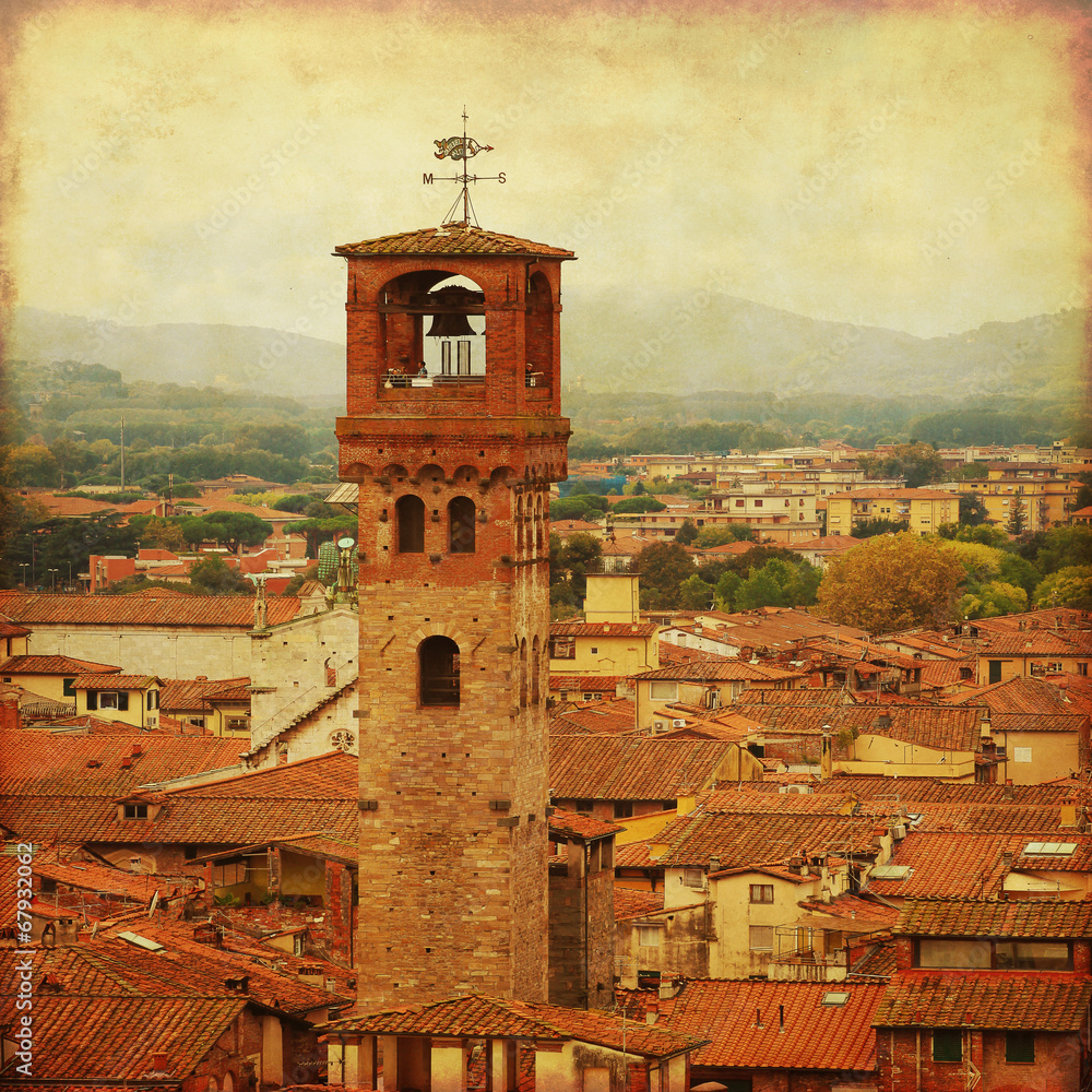 Grunge image of Lucca.Tuscany. Italy.