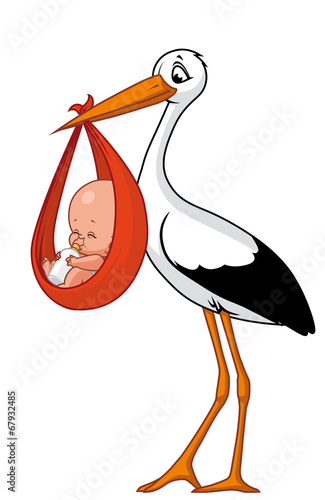 Stork and baby