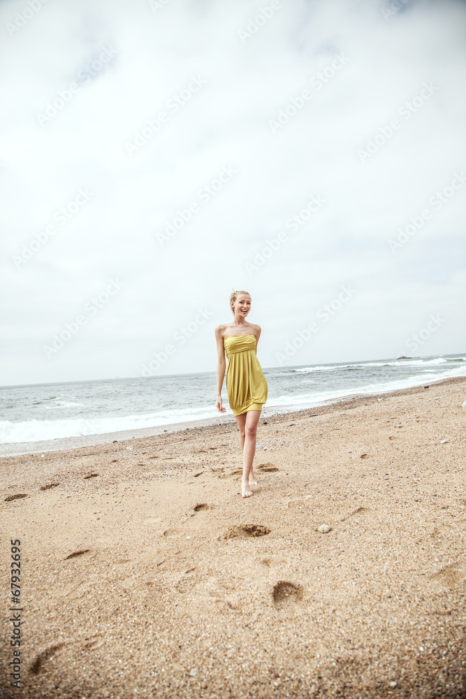 Blonde woman on the beach