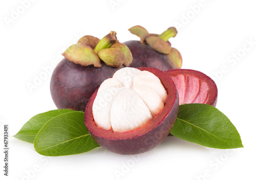 ripe mangosteen isolated on white background photo