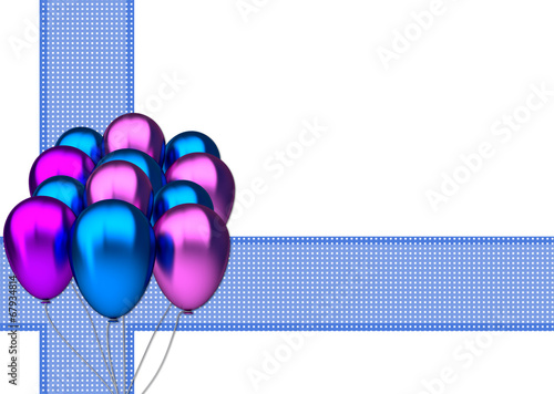 birthday card with blue and purble party balloons photo