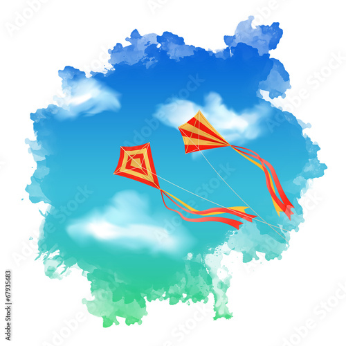 Sky Kite Watercolor Vector