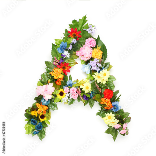 Letters made of leaves and flowers