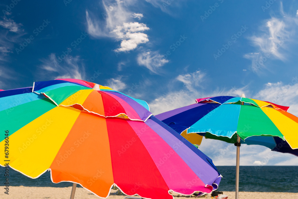 Bright beach umbrellas