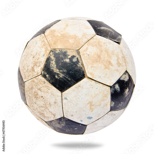 old leather soccer ball