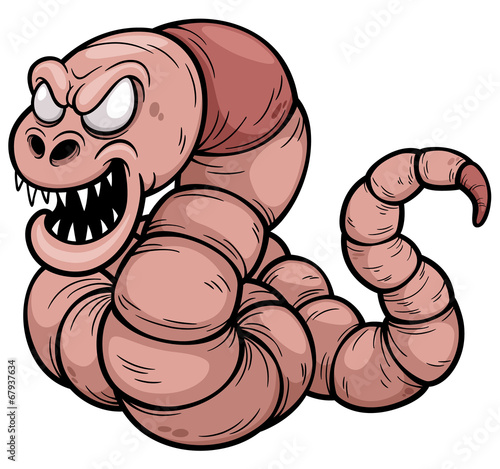 Vector illustration of worm cartoon