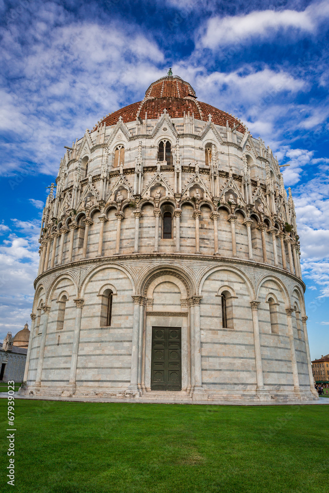 Historic Baptistery in Pisa summer