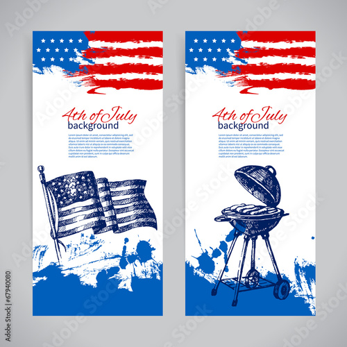Banners of 4th July backgrounds with American flag.