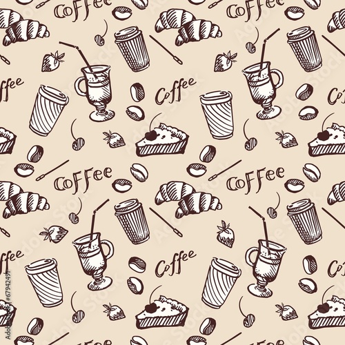 Vintage seamless pattern of coffee