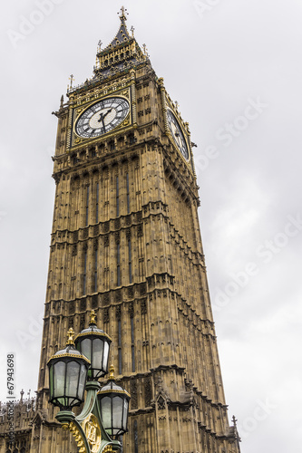 Clock tower "Big Ben" near House of Parliament, London, UK.