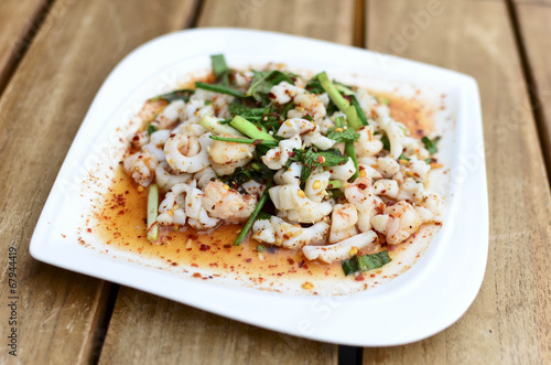 Squid spicy salad with herb
