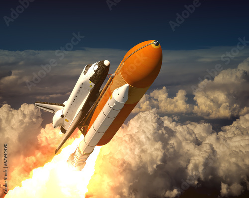 Fototapeta Naklejka Na Ścianę i Meble -  Space Shuttle In The Clouds
