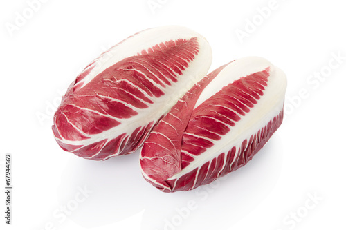 Radicchio, red salad heads on white, clipping path