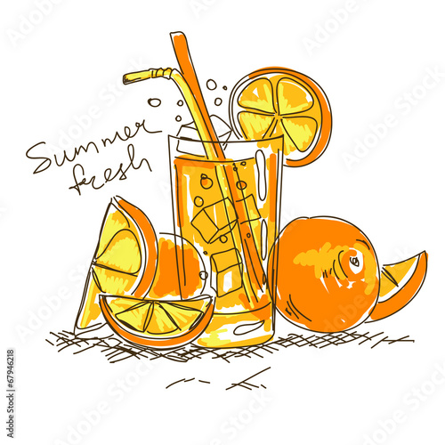 Cartoon cocktail with orange