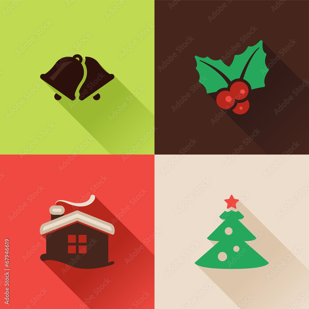 Fototapeta premium Christmas flat icons Set II