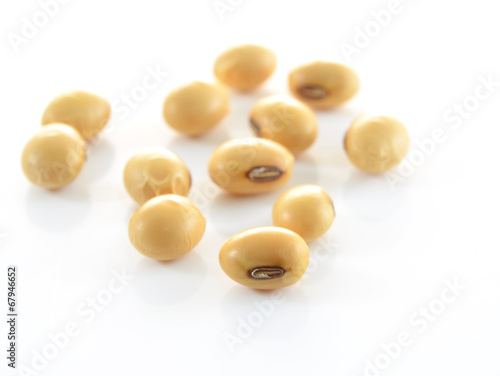 the soya beans on white background