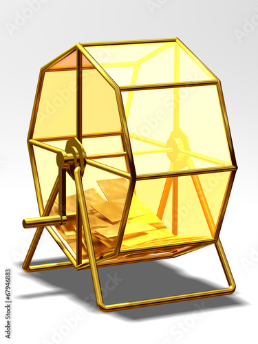 golden Lottery wheel with lots inside
