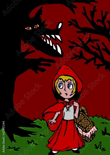 Little red riding hood in the forest